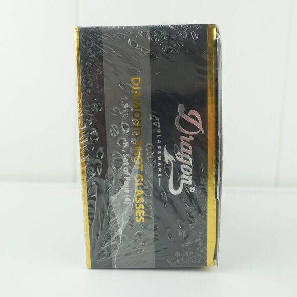 Dragon Glassware Shot Glasses Clear Diamond Shaped Set Of 4 - Picture 4 of 11